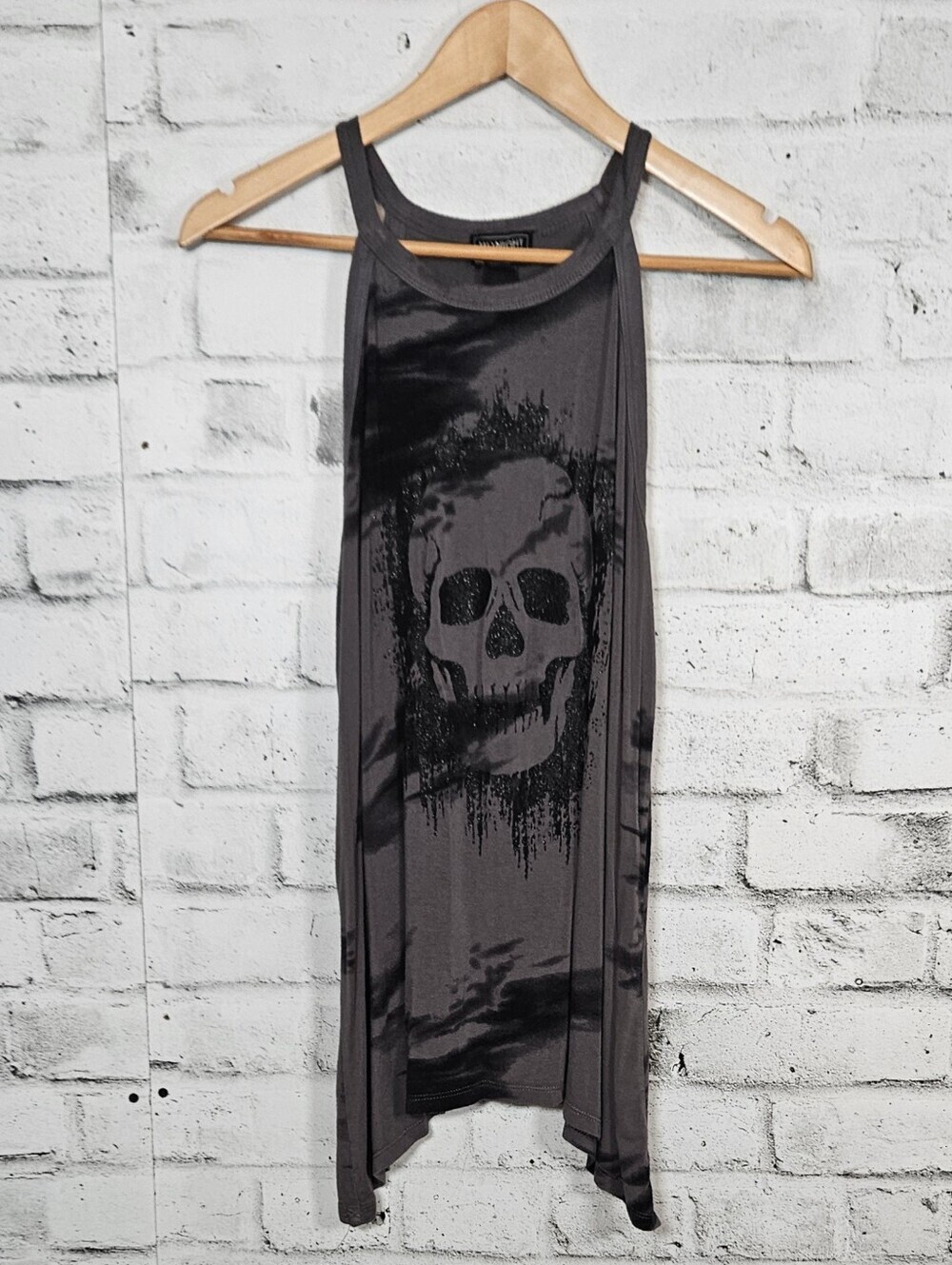 Midnight Hour Skull Tie Dye High Neck Swing Tank Top Size Small